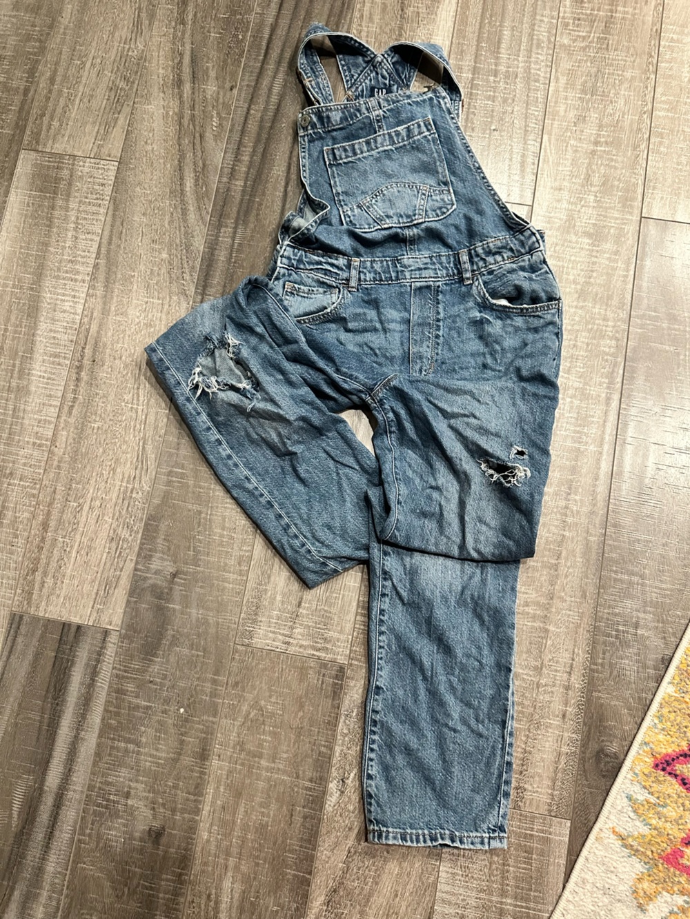 GAP Youth Ripped Denim Overalls Size 14/16